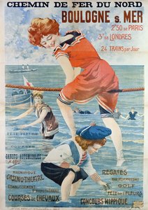 Affisch som annonserar badorten Boulogne sur Mer, 1905